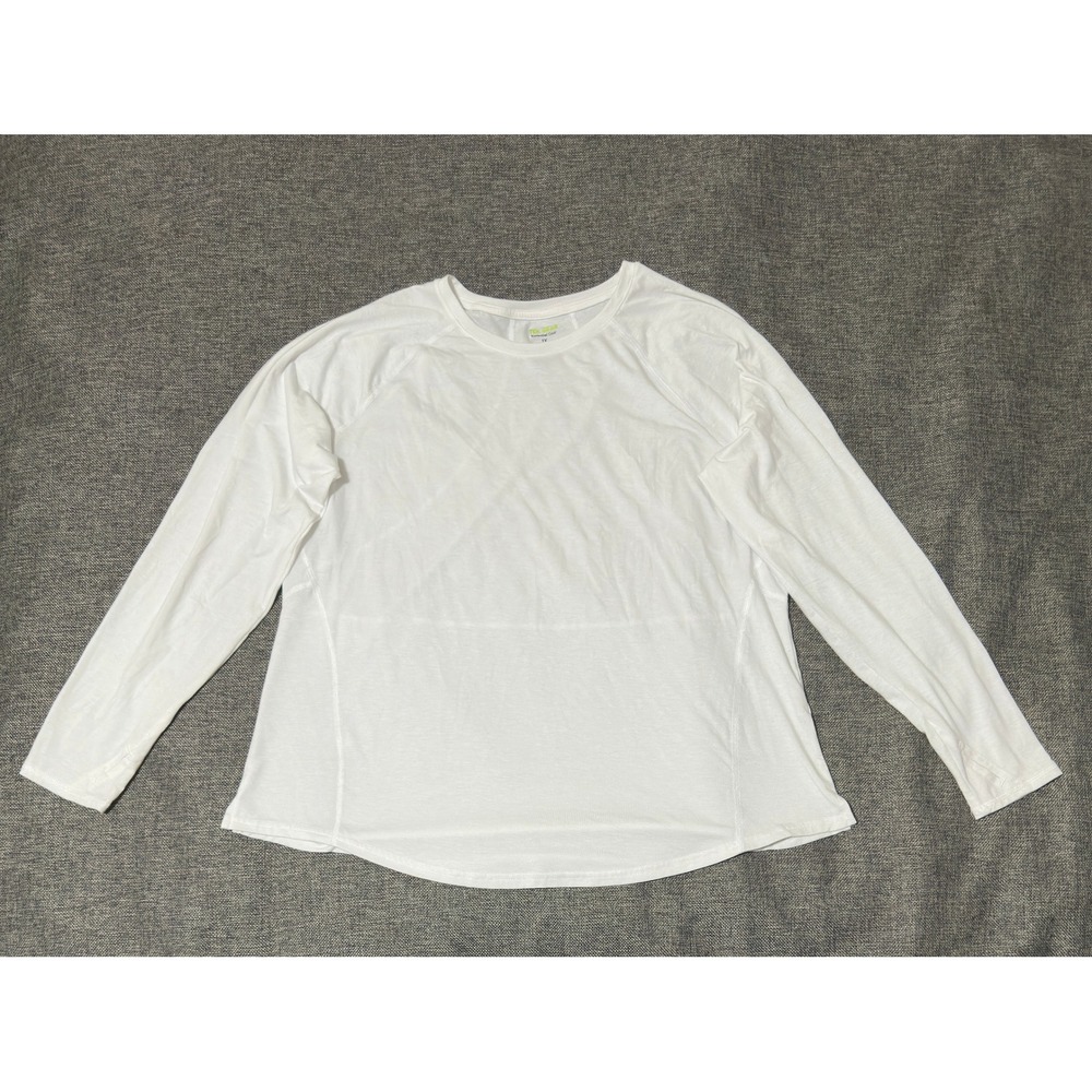 Tek Gear Womens 1X Top Long Sleeve White Activewear Essential Gear